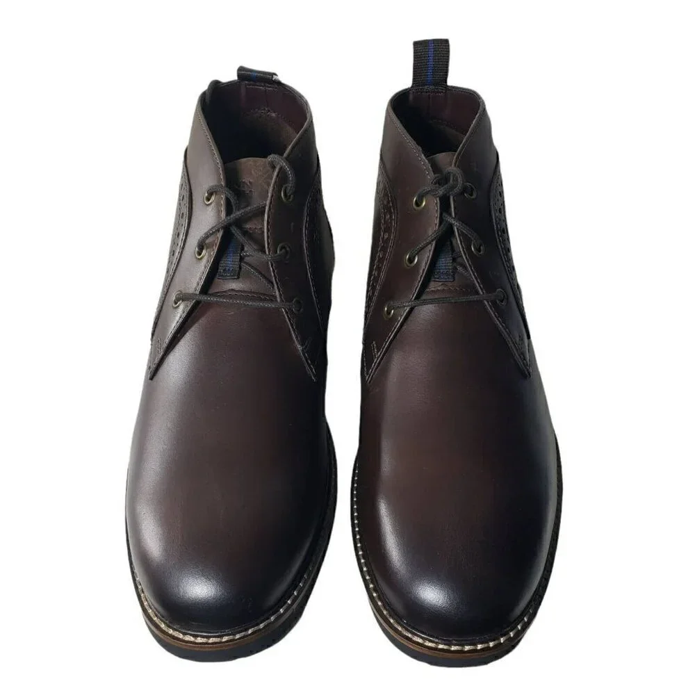 Nunn Bush Mens Ozark Brown Leather Lace Up Lightweight Chukka Ankle Boots Size 9